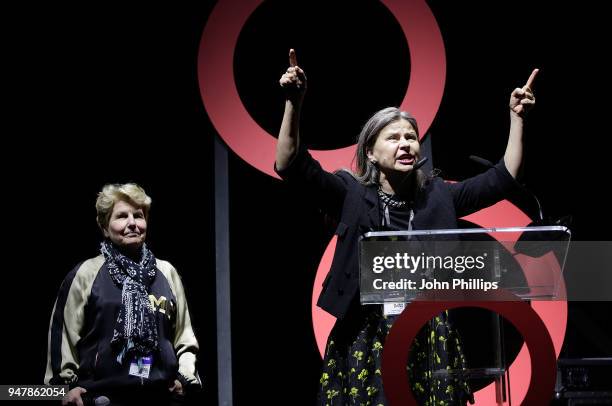 Sandi Toksvig and Tracey Ullman on stage, as thousands of Global Citizens unite with leading UK artists industry leaders, and non-profit...