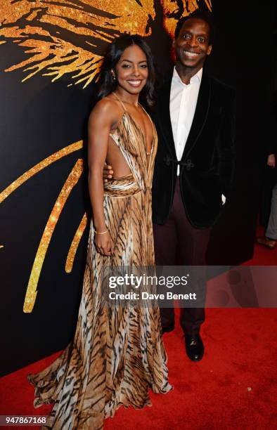 Cast members Adrienne Warren and Kobna Holdbrook-Smith attend the press night after party for "Tina: The Tina Turner Musical" at Somerset House on...