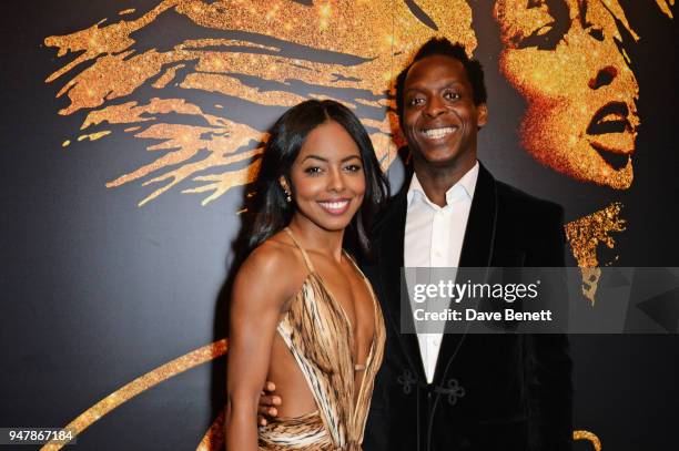 Cast members Adrienne Warren and Kobna Holdbrook-Smith attend the press night after party for "Tina: The Tina Turner Musical" at Somerset House on...