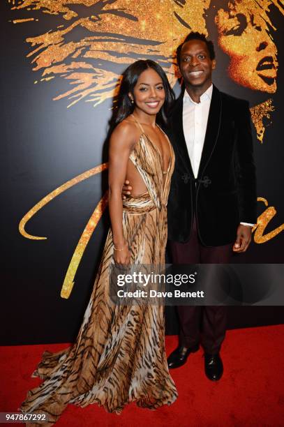 Cast members Adrienne Warren and Kobna Holdbrook-Smith attend the press night after party for "Tina: The Tina Turner Musical" at Somerset House on...