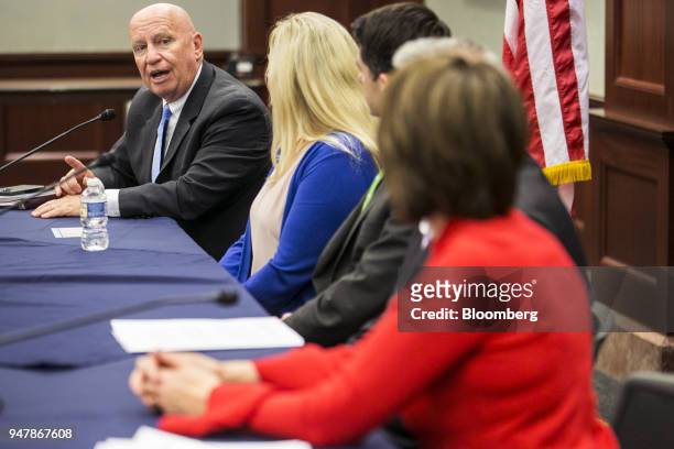 Representative Kevin Brady, a Republican from Texas, speaks as during a round table meeting with American taxpayers on Capitol Hill Washington, D.C.,...