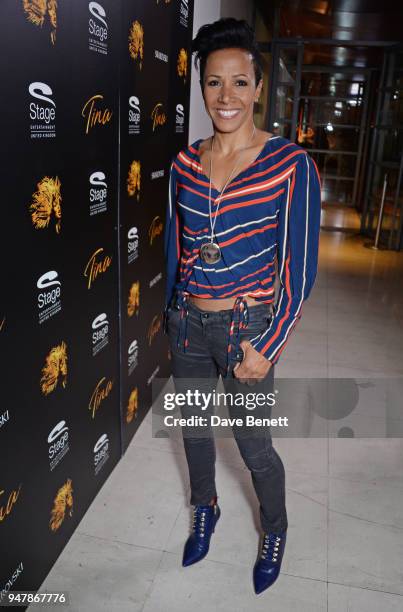 Dame Kelly Holmes attends the press night after party for "Tina: The Tina Turner Musical" at Somerset House on April 17, 2018 in London, England.
