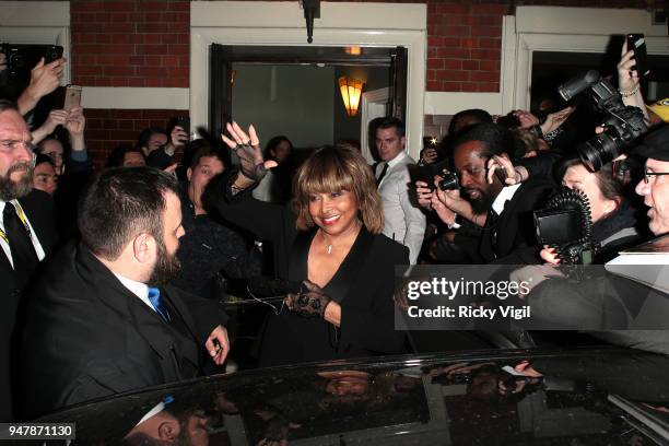 Tina Turner seen at Tina - press night at Aldwych Theatre on April 17, 2018 in London, England.