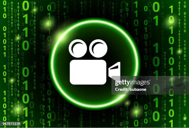 film camera binary code vector pattern background - camera 3d render stock illustrations