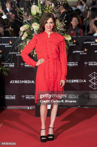 Actress Macarena Gomez attends 'Las Distancias' premiere during the 21th Malaga Film Festival at the Cervantes Theater on April 17, 2018 in Malaga,...