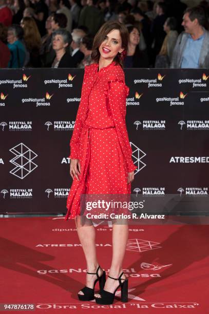 Actress Macarena Gomez attends 'Las Distancias' premiere during the 21th Malaga Film Festival at the Cervantes Theater on April 17, 2018 in Malaga,...