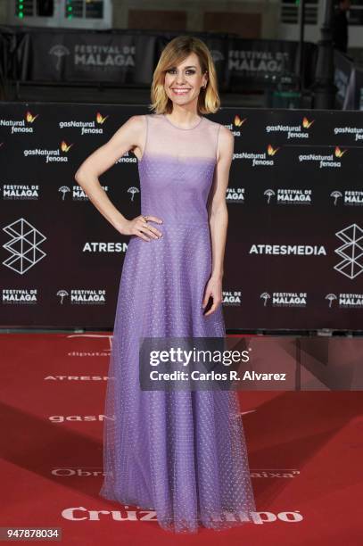 Actress Alexandra Jimenez attends 'Las Distancias' premiere during the 21th Malaga Film Festival at the Cervantes Theater on April 17, 2018 in...