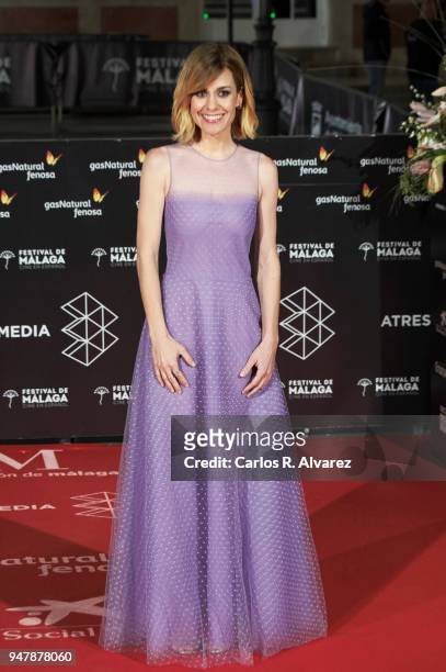 Actress Alexandra Jimenez attends 'Las Distancias' premiere during the 21th Malaga Film Festival at the Cervantes Theater on April 17, 2018 in...