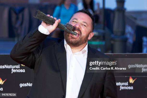 Actor Pepon Nieto attends 'Las Distancias' premiere during the 21th Malaga Film Festival at the Cervantes Theater on April 17, 2018 in Malaga, Spain.