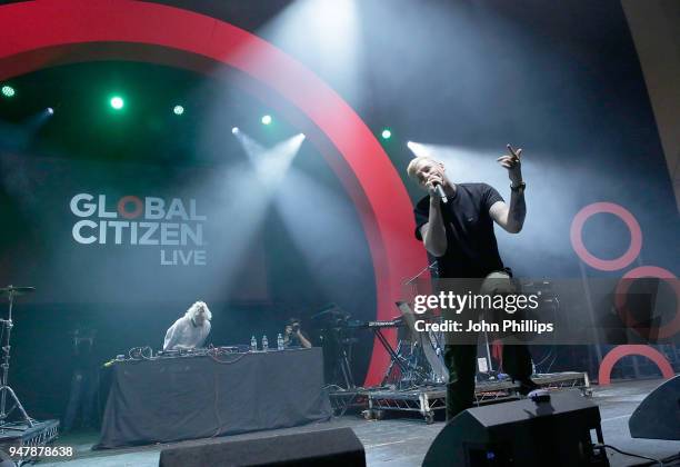 Professor Green performs on stage, as thousands of Global Citizens unite with leading UK artists industry leaders, and non-profit organizations for...