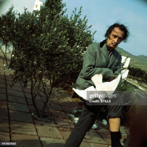 Files pictures of prominent Spanish Catalan surrealist painter salvador Dali at home in Cadaques, in the sixties.