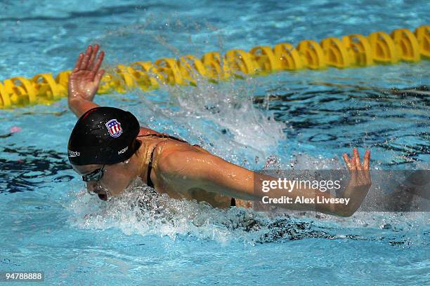 Katie Hoff of USA competes in the Women's 400m Individual Medley during Day One of the Duel in the Pool at The Manchester Aquatic Centre on December...