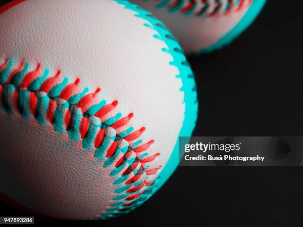 anaglyph image of a baseball ball - baseball trajectory stock pictures, royalty-free photos & images