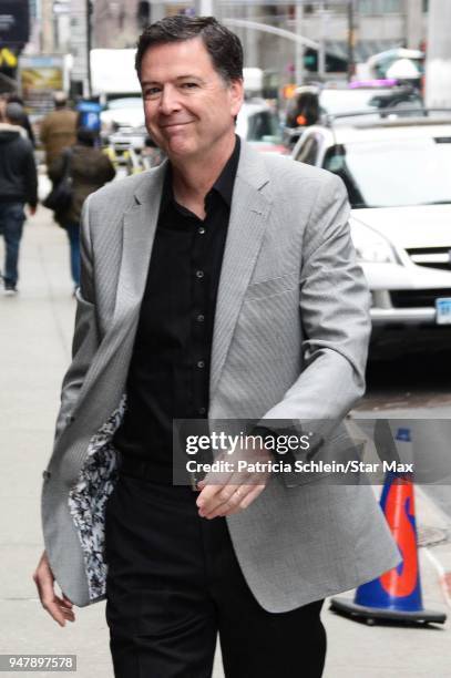 James Comey is seen on April 17, 2018 in New York City.