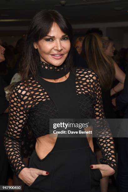Lizzie Cundy attends a drinks reception ahead of 'An Evening With Chickenshed' charity performance at ITV Studios on April 17, 2018 in London,...