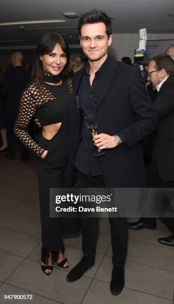 Lizzie Cundy and Josh Cundy attend a drinks reception ahead of 'An Evening With Chickenshed' charity performance at ITV Studios on April 17, 2018 in...