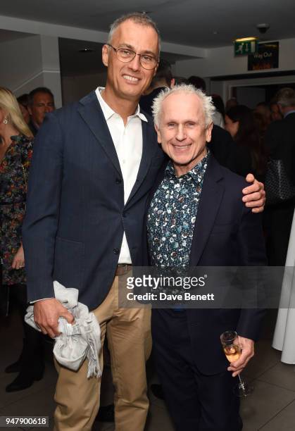 Michael Le Poer Trench and Wayne Sleep attend a drinks reception ahead of 'An Evening With Chickenshed' charity performance at ITV Studios on April...