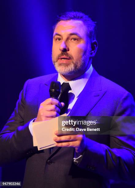 David Walliams attends a drinks reception ahead of 'An Evening With Chickenshed' charity performance at ITV Studios on April 17, 2018 in London,...