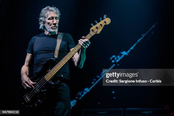 Roger Waters performs on stage at Mediolanum Forum of Assago on April 17, 2018 in Milan, Italy.