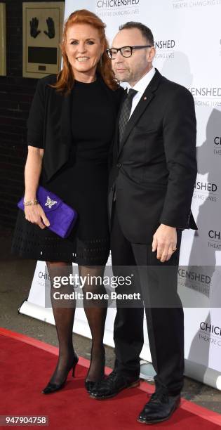 Sarah Ferguson and Jonathan Shalit attend a drinks reception ahead of 'An Evening With Chickenshed' charity performance at ITV Studios on April 17,...