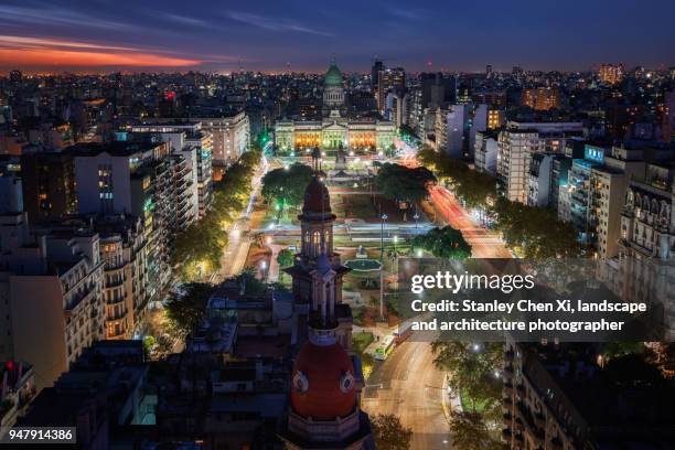 the city center of buenos aires - buenos aires night stock pictures, royalty-free photos & images