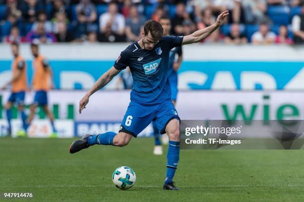 Havard Nordtveit of Hoffenheim controls the ball during the Bundesliga match between TSG 1899 Hoffenheim and Hamburger SV at Wirsol...