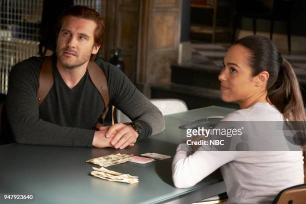 Password" Episode 211 -- Pictured: Clive Standen as Bryan Mills, Jessica Camacho as Santana --