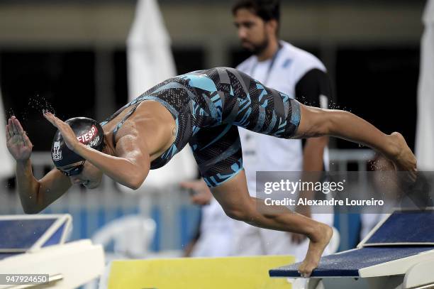 Daynara Ferreira Paula of Brazil competes in the Women's 100m butterfly final during the Maria Lenk Swimming Trophy 2018 - Day 1 at Maria Lenk...