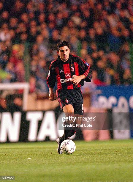 Gennaro Gattuso of AC Milan in action during the UEFA Champions League Group B match against Deportivo La Coruna played at the Estadio Riazor, in...
