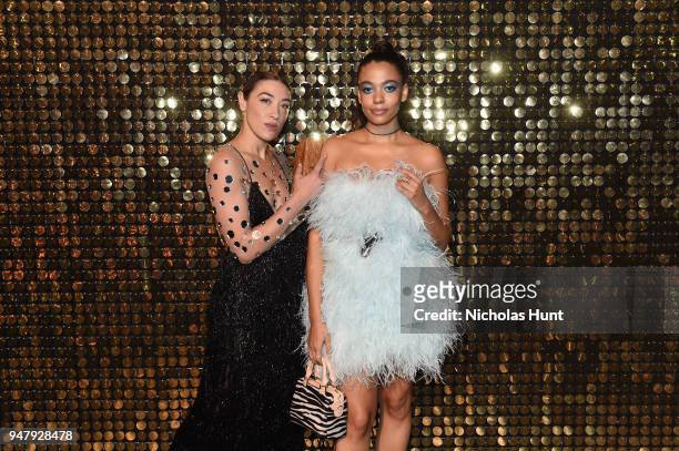 Designer Aurora James and actress Mia Moretti attend the Eighth Annual Brooklyn Artists Ball at The Brooklyn Museum on April 17, 2018 in New York...
