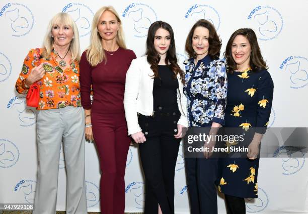 Maarit Glocer, Valesca Guerrand-Hermes, McKayla Maroney, Dr. Mary L. Pulido and Elizabeth Mayhew attend The New York Society for the Prevention of...