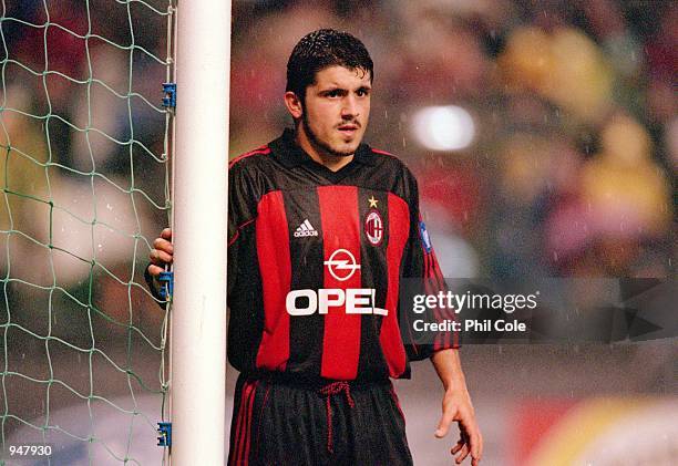 Gennaro Gattuso of AC Milan in action during the UEFA Champions League Group B match against Deportivo La Coruna played at the Estadio Riazor, in...