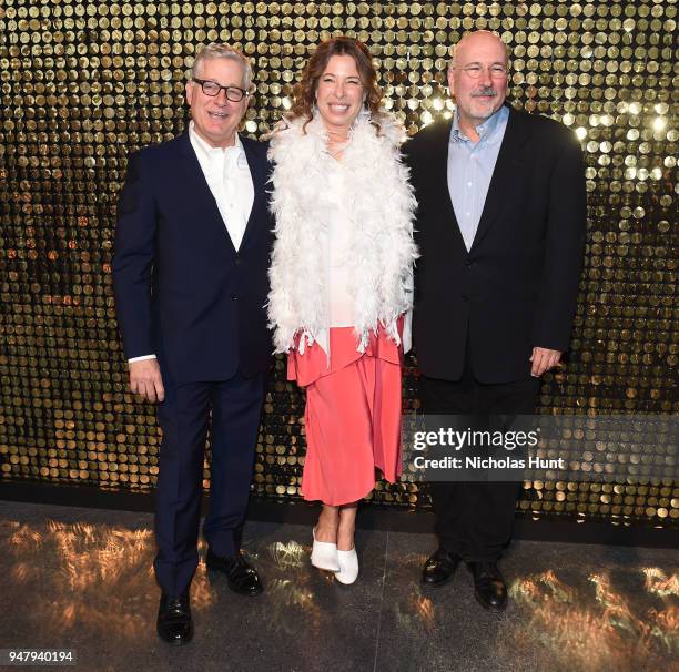 Honorees Donald Moffett and Robert Gober pose with The Shelby White and Leon Levy Director, Brooklyn Museum Anne Pasternak at the Eighth Annual...