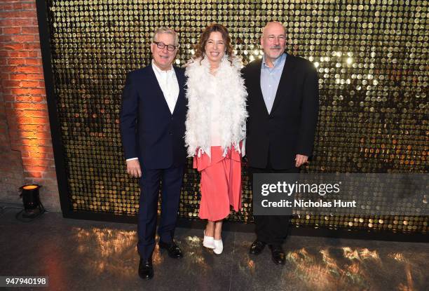 Honorees Donald Moffett and Robert Gober pose with The Shelby White and Leon Levy Director, Brooklyn Museum Anne Pasternak at the Eighth Annual...