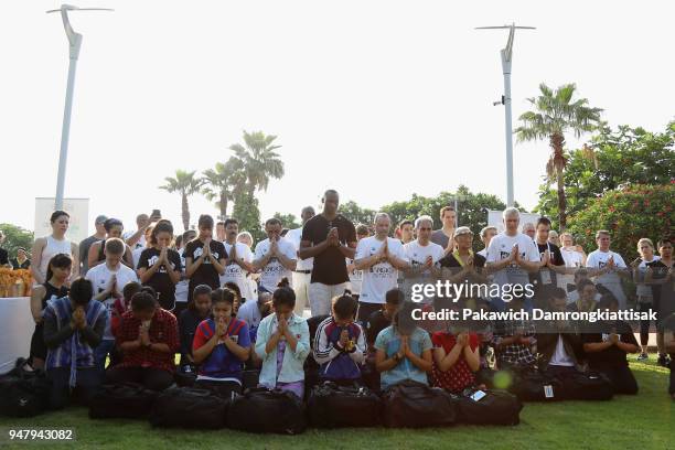 SportAccord and GAISF President Partick Baumann, ARISF President Raffaele Chiulli, former NBA player Bismack Biyombo and delegates pose for...