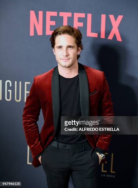 Mexican actor Diego Boneta poses for photographers during the redcarpet of Netflix's "Luis Miguel" series in Mexico City on April 17, 2018. / AFP...