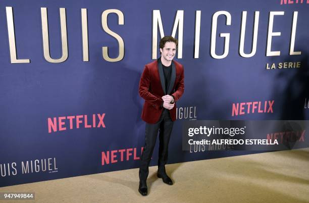 Mexican actor Diego Boneta poses for photographers during the redcarpet of Netflix's "Luis Miguel" series in Mexico City on April 17, 2018. / AFP...