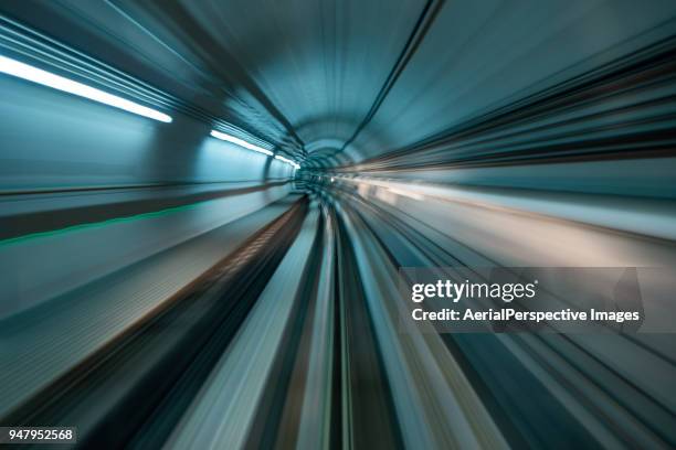 driver pov over single metro tunnel as seen from a driverless metro train - breaking new ground construction stock pictures, royalty-free photos & images