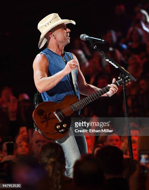 Kenny Chesney performs during the 53rd Academy of Country Music Awards at MGM Grand Garden Arena on April 15, 2018 in Las Vegas, Nevada.