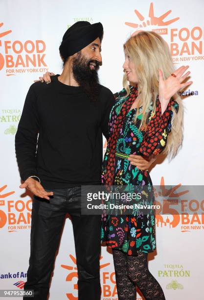 Designer Waris Ahluwalia and model Theodora Richards attend the 2018 Food Bank For New York City's Can Do Awards Dinner at Cipriani Wall Street on...