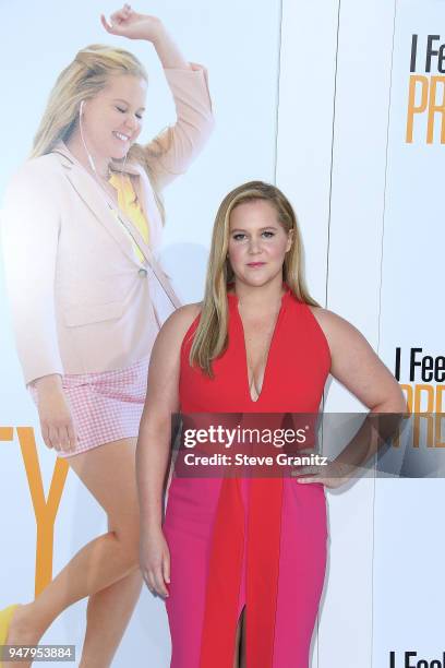 Amy Schumer arrives at the Premiere Of STX Films' "I Feel Pretty" at Westwood Village Theatre on April 17, 2018 in Westwood, California.