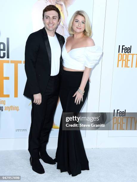 Daryl Sabara;Meghan Trainor arrives at the Premiere Of STX Films' "I Feel Pretty" at Westwood Village Theatre on April 17, 2018 in Westwood,...