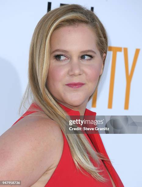 Amy Schumer arrives at the Premiere Of STX Films' "I Feel Pretty" at Westwood Village Theatre on April 17, 2018 in Westwood, California.