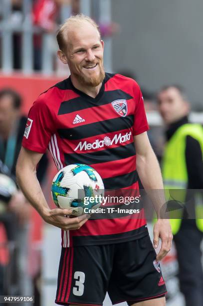 Tobias Levels of Ingolstadt controls the ball during the Second Bundesliga match between FC Ingolstadt 04 and 1. FC Nuernberg at Audi Sportpark on...