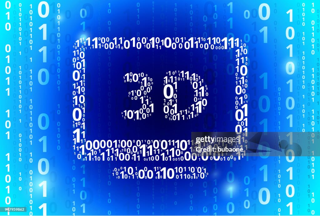 3d Screen Binary Code Blue Vector Pattern Background High-Res Vector ...