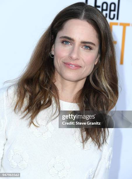 Amanda Peet arrives at the Premiere Of STX Films' "I Feel Pretty" at Westwood Village Theatre on April 17, 2018 in Westwood, California.