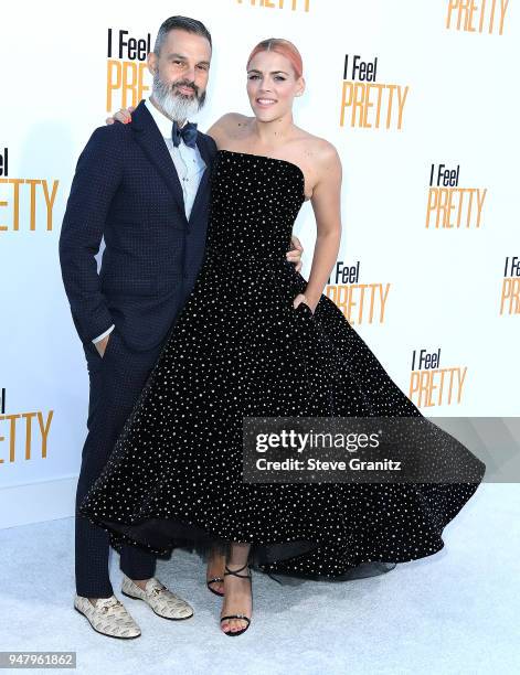 Busy Philipps;Marc Silverstein arrives at the Premiere Of STX Films' "I Feel Pretty" at Westwood Village Theatre on April 17, 2018 in Westwood,...