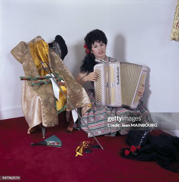 French accordion player Yvette Horner in the Fifties in France.