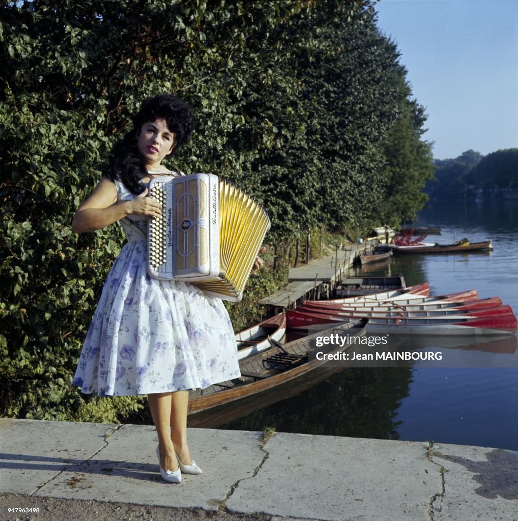 French accordion player Yvette Horner...