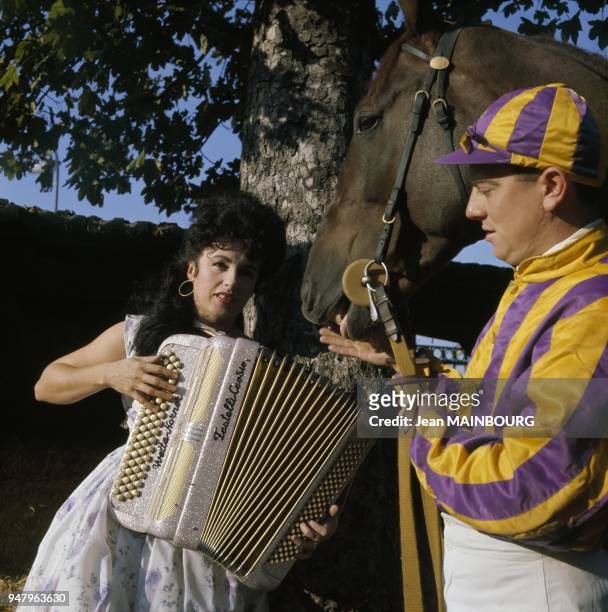 French accordion player Yvette Horner in the Fifties in France.